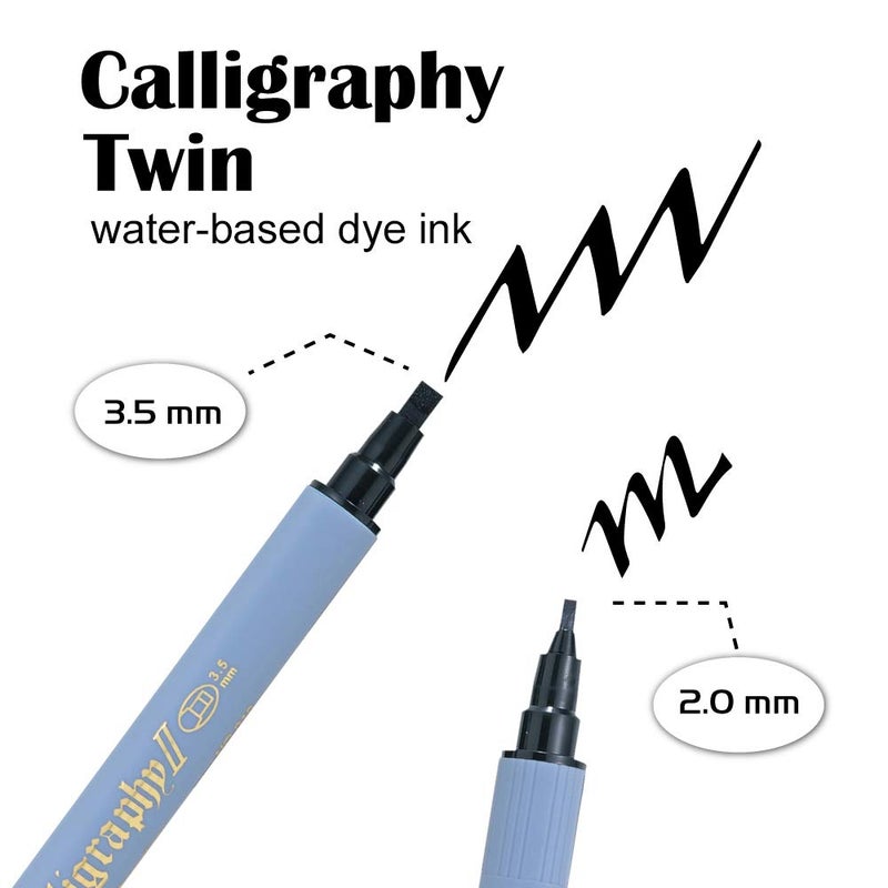 Kuretake ZIG Calligraphy Marker Pens, 24 Colors set, 2mm & 3.5mm Dual Tip Markers, for Writing & Hand Lettering, for Professional, Beginner, Water-based dye ink, Made in Japan - Image 3